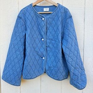Kate Spade Jacket Women's Large? Blue Quilted Denim Target New York Cotton Coat